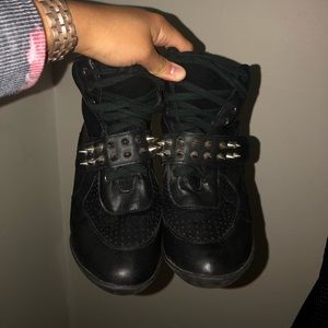 Studded sneakers wedges